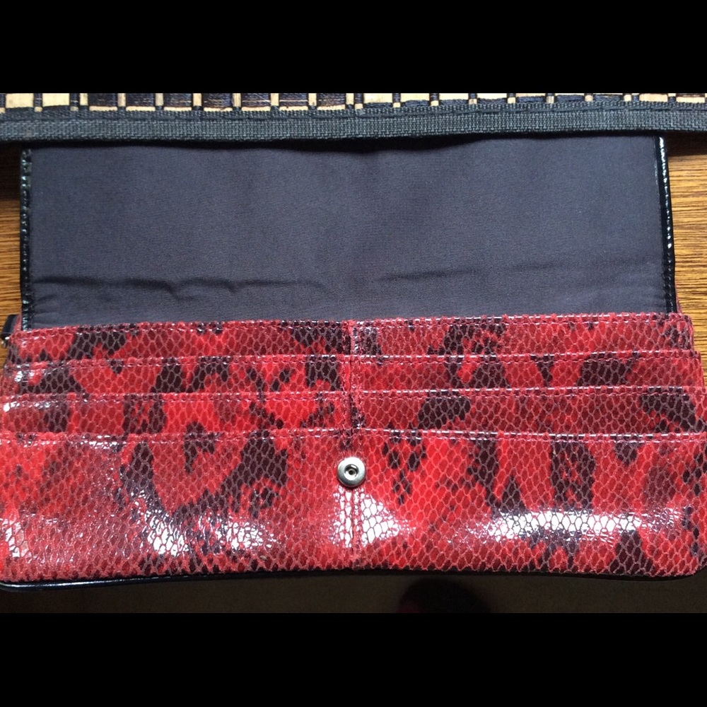 Kate Landry Clutch Red Python Pattern - image 4